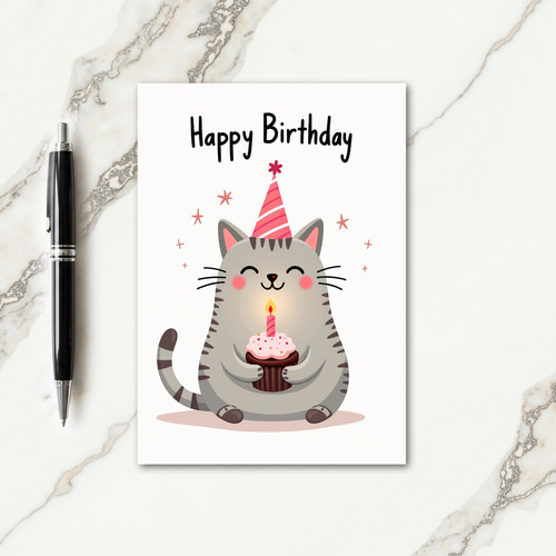 Whimsical Cat Cupcake Card