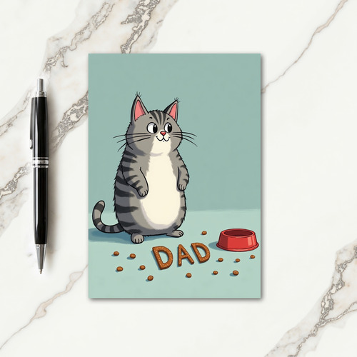 Whimsical Cat Dad Treat Card