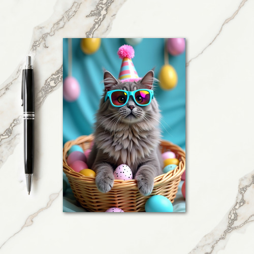Whimsical Cat In Hat Greeting Card