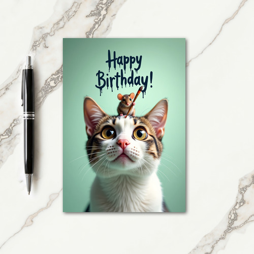 Whimsical Cat Mouse Card