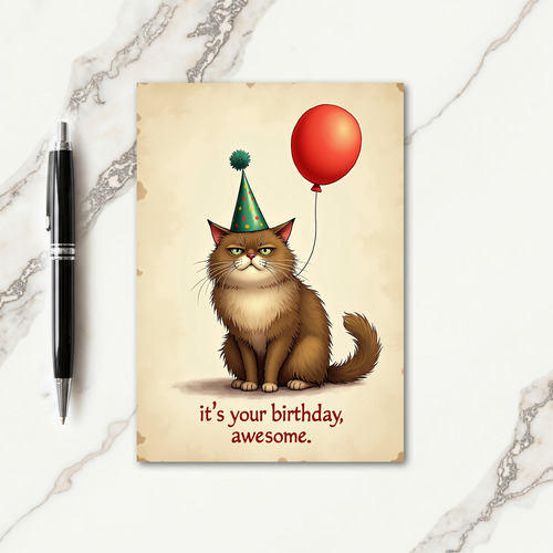 Whimsical Cat Party Card