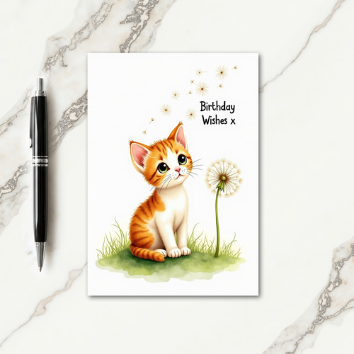 Whimsical Cat Wish Birthday Card