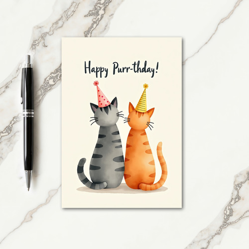 Whimsical Cats Birthday Card