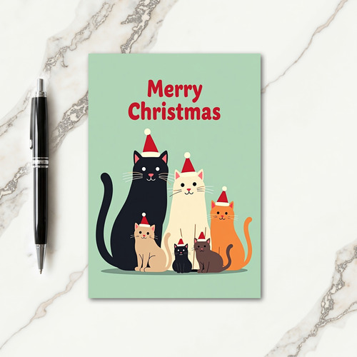 Whimsical Cats Christmas Card