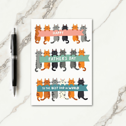 Whimsical Cats Fathers Day Card