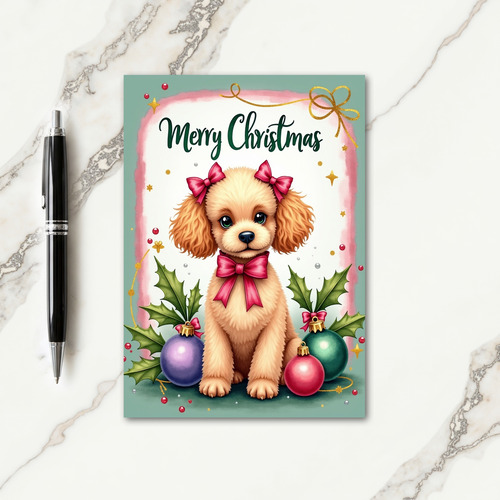 Whimsical Christmas Puppy Art Card