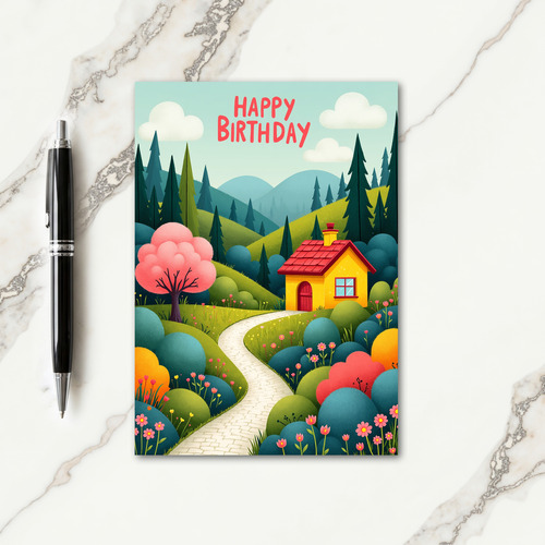 Whimsical Cottage Birthday Card