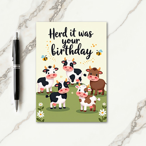 Whimsical Cow Birthday Card