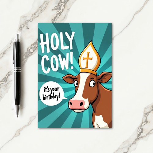 Whimsical Cow Birthday Surprise Card
