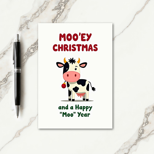 Whimsical Cow Christmas Card