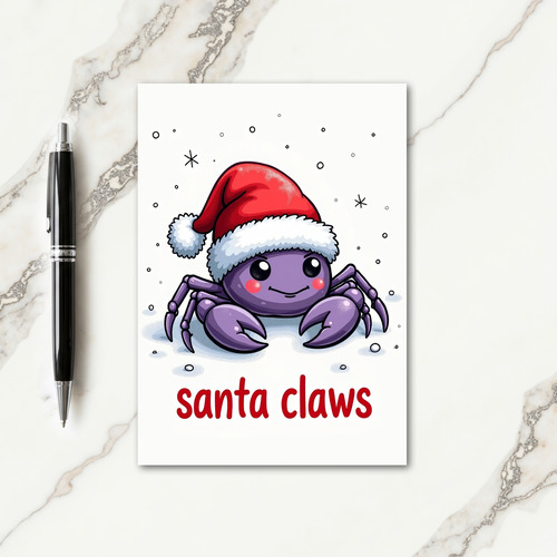 Whimsical Crab Christmas Card