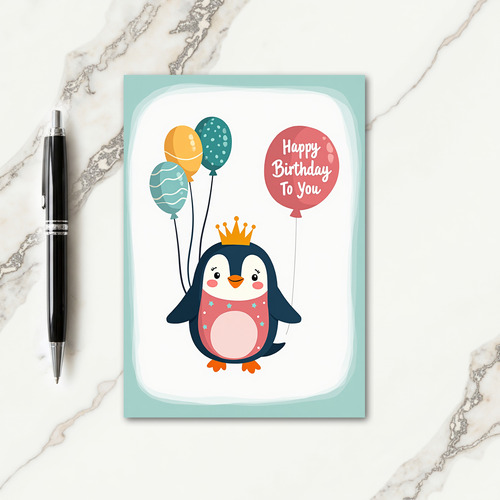 Whimsical Crowned Bird Birthday Card