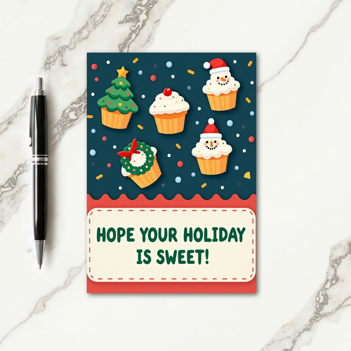 Whimsical Cupcake Christmas Card