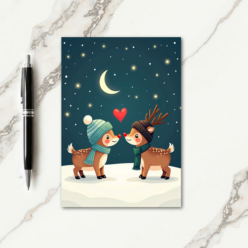 Whimsical Deer Love Christmas Card