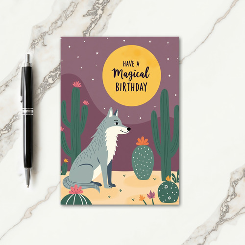 Whimsical Desert Dog Birthday Card
