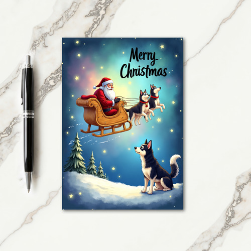Whimsical Dog Sleigh Card