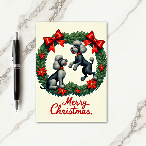 Whimsical Dog Wreath Christmas Card