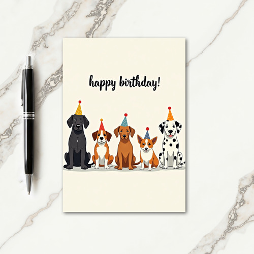 Whimsical Dogs Birthday Card