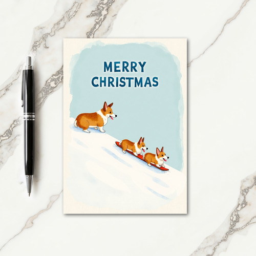 Whimsical Dogs Christmas Card