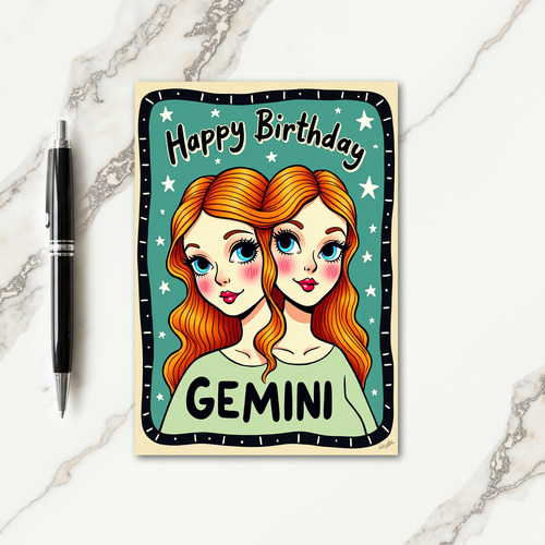 Whimsical Faces Birthday Card