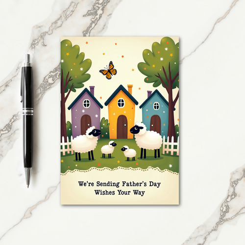 Whimsical Fathers Day Village Card