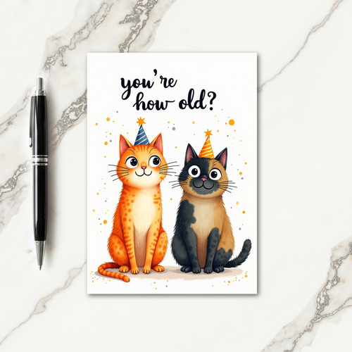 Whimsical Feline Birthday Card