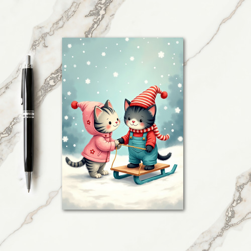Whimsical Feline Christmas Card