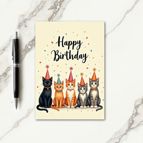 Whimsical Feline Party Card