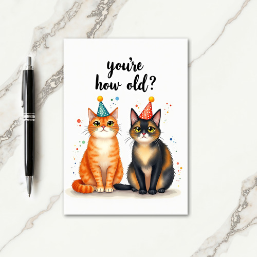 Whimsical Felines Birthday Card