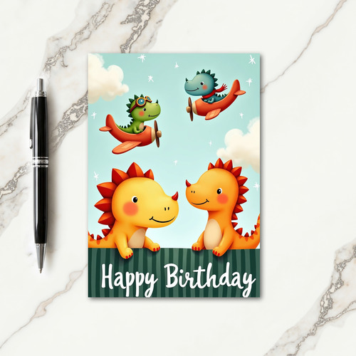 Whimsical Flying Birthday Card