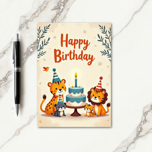 Whimsical Forest Animals Birthday Card