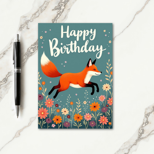 Whimsical Fox Birthday Card