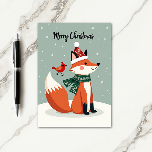 Whimsical Fox Christmas Card
