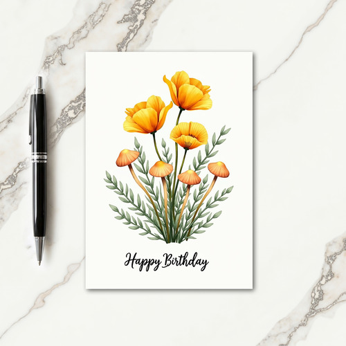 Whimsical Fungi Birthday Card