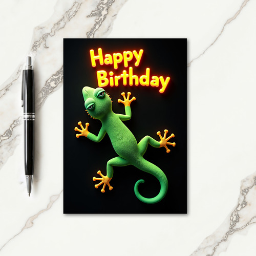 Whimsical Gecko Birthday Card