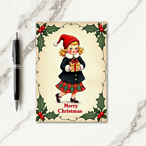 Whimsical Girl Christmas Card