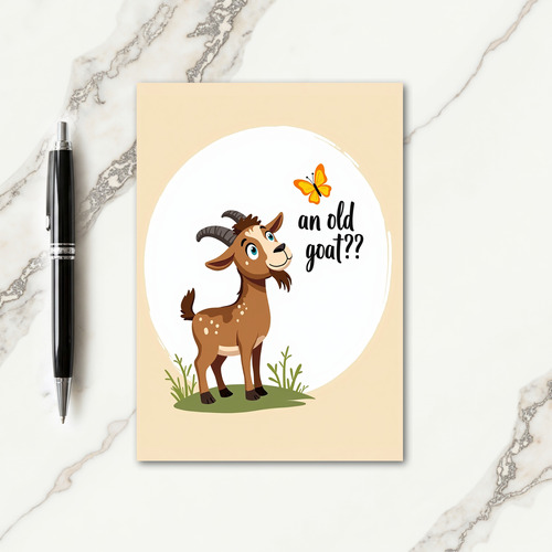 Whimsical Goat Birthday Card