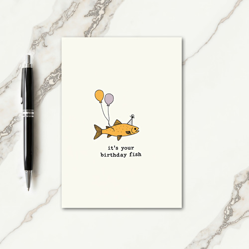 Whimsical Golden Fish Birthday Card