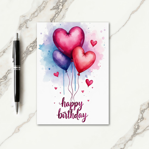 Whimsical Hearts Birthday Card