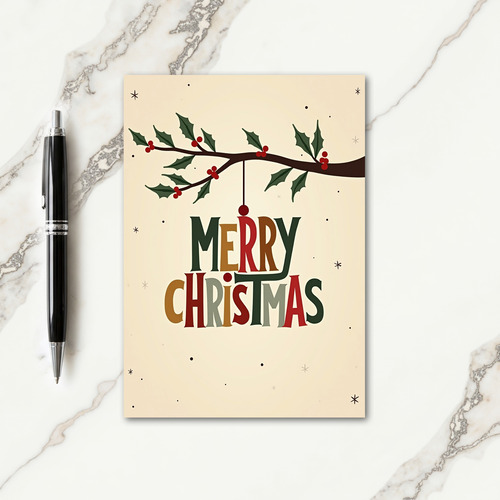 Whimsical Holly Christmas Card