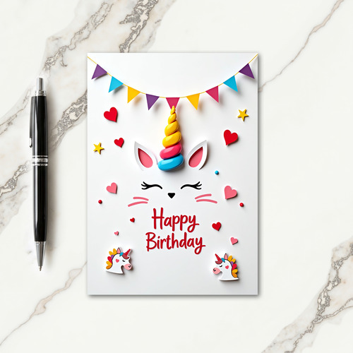 Whimsical Horned Birthday Card