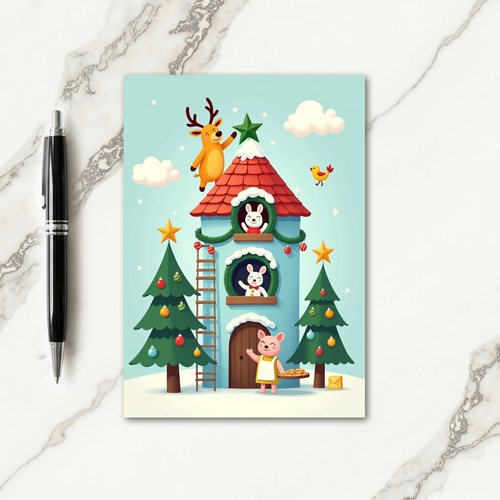 Whimsical House Christmas Card
