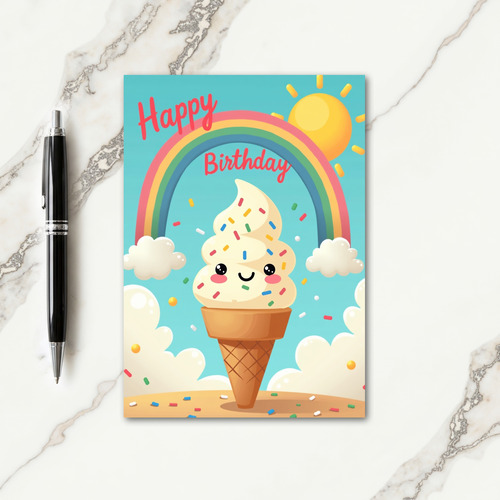 Whimsical Ice Cream Birthday Card