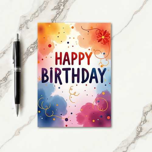 Whimsical Ink Blot Birthday Card