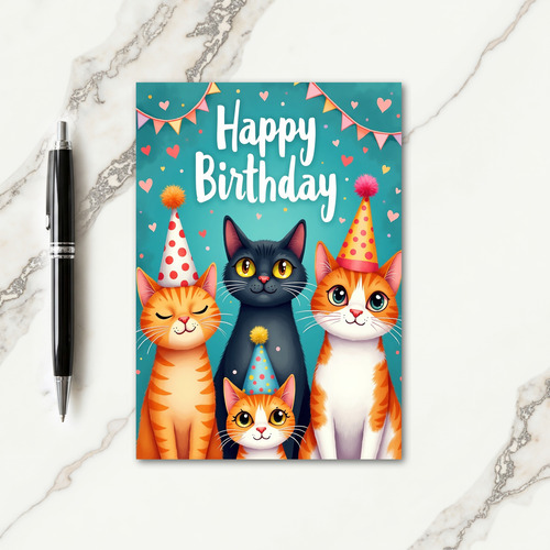 Whimsical Kitten Birthday Card