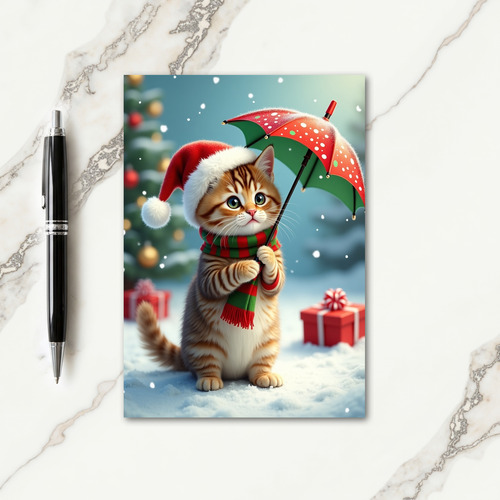 Whimsical Kitty Winter Card