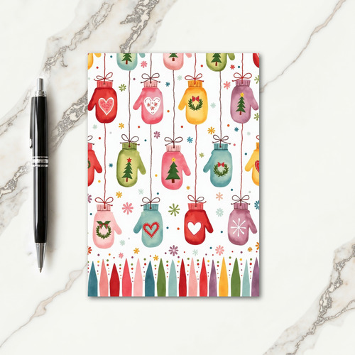 Whimsical Mittens Christmas Card