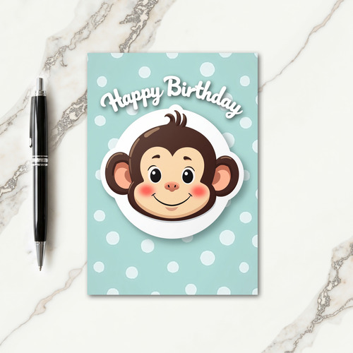 Whimsical Monkey Birthday Card