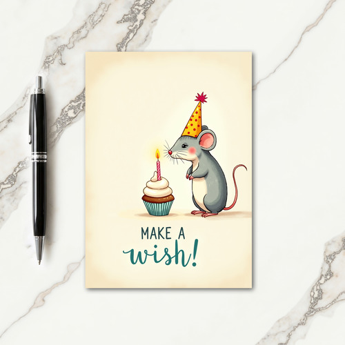 Whimsical Mouse Cupcake Card