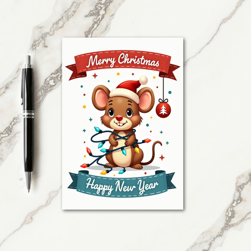 Whimsical Mouse Lights Card